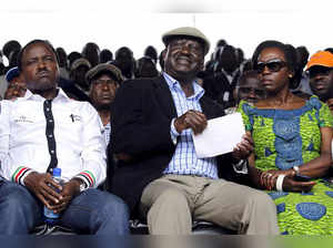 Raila Odinga, leader of Kenya's opposition CORD, attends a rally in solidarity with teachers currently engaged in a national striker over a pay increase dispute at the Uhuru Park grounds, in the capital Nairobi