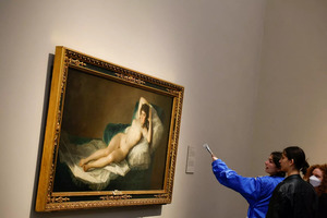 visitors at prado museum on the first day indoor mask requirements in spain were partially lifted in madrid