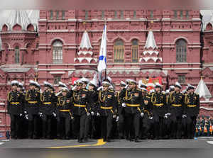 Moscow: Russian servicemen march during the Victory Day military parade in Mosco...