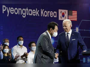 President Joe Biden and South Korean President Yoon Suk Yeol deliver remarks as ...