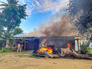 Nagaon: The Batadrava police station after some miscreants set it on fire follow...