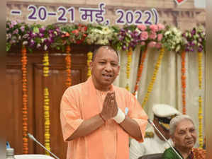 Lucknow: Uttar Pradesh Chief Minister Yogi Adityanath addresses MLAs during 'Pra...