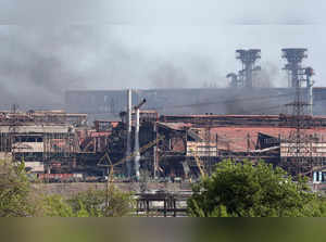 A view shows Azovstal steel mill in Mariupol