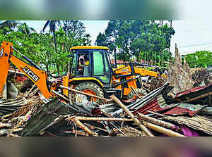 Assam Police bulldoze five houses of villagers for torching Nagaon thana