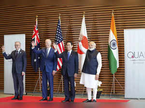 Leaders of Quadrilateral Security Dialogue (Quad) from left to right, Australian...