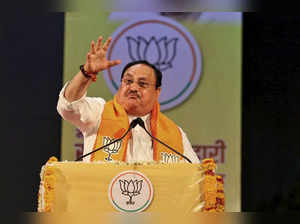 Jaipur: BJP National President JP Nadda addresses during the Sundar Singh Bhanda...