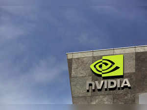 The logo of technology company Nvidia is seen at its headquarters in Santa Clara