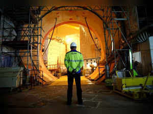 FILE PHOTO: An EDF worker is seen on the construction site of the third-generation European Pressurised Water nuclear reactor (EPR) in Flamanville