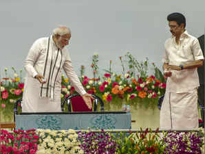 Chennai: Prime Minister Narendra Modi and Tamil Nadu Chief Minister MK Stalin du...