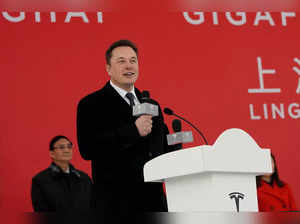 FILE PHOTO: Tesla CEO Elon Musk speaks at the groundbreaking ceremony for Tesla's Shanghai Gigafactory in Shanghai,