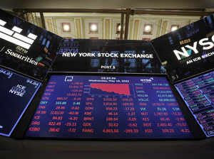 A monitor displays stock market information on the trading floor at the New York Stock Exchange (NYSE) in Manhattan, New York City