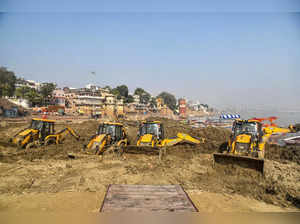 Varanasi: Namami Gange project work underway at the Assi Ghat in Varanasi. (PTI ...