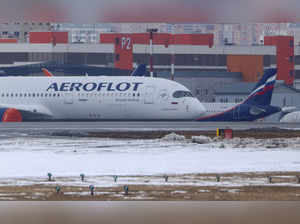 FILE PHOTO: Passenger planes of the Russian airlines are parked at an airport in Moscow