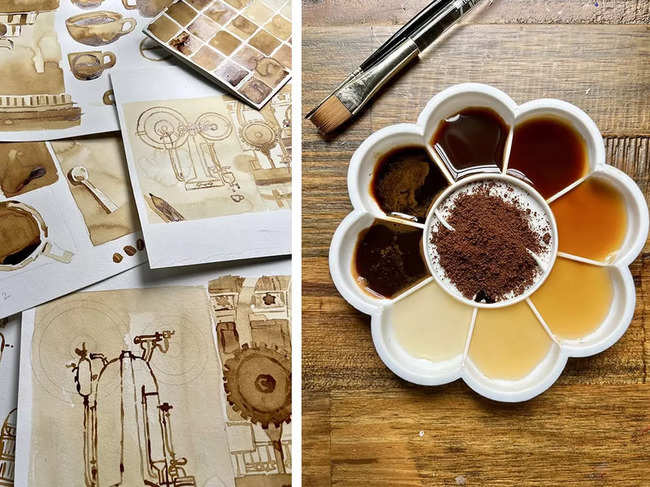 The doodle was painted entirely with coffee!