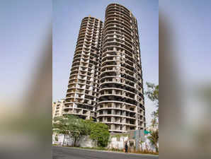 Noida: Twin residential towers of Supertech, in Noida. The twin towers will be d...