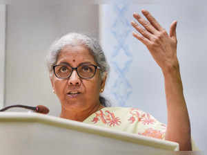 New Delhi: Union Finance Minister Nirmala Sitharaman addresses the symposium on ...