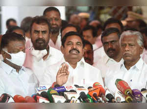 Chennai: AIADMK leaders Edappadi K. Palaniswami and O. Panneerselvam with party ...