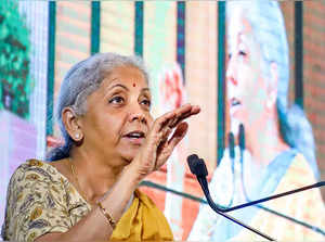 Bengaluru: Union Finance Minister Nirmala Sitharaman addresses a conference held...