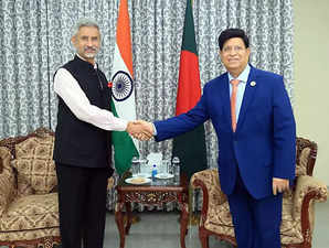 Dhaka, Apr 28 (ANI): External Affairs Minister S Jaishankar with Bangladesh Fore...