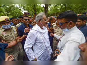 New Delhi: Chhattisgarh Chief Minister Bhupesh Baghel during a protest march out...