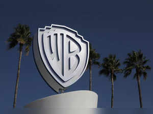 The Warner Bros logo is seen during the annual MIPCOM television programme market in Cannes