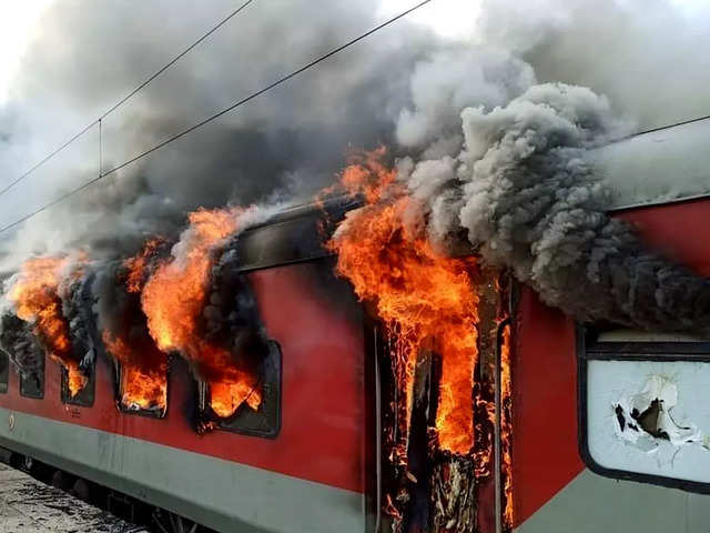 ​Four trains torched