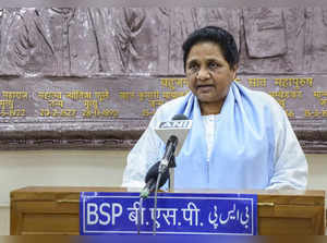 Lucknow: BSP President Mayawati addresses a press conference in Lucknow. (PTI Ph...