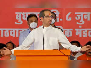 Aurangabad, June 08 (ANI): Maharashtra CM Uddhav Thackeray addresses a public ra...