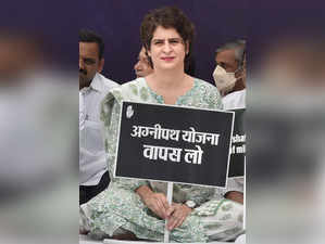 New Delhi: Congress leader Priyanka Gandhi Vadra during the Congress' 'Satyagrah...