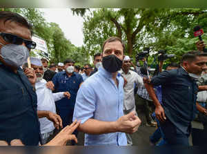 New Delhi: Congress leader Rahul Gandhi leaves for ED office after being summone...