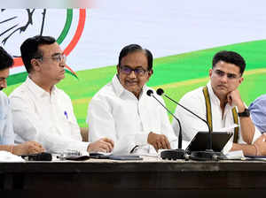 New Delhi, June 16 (ANI): Congress leaders P Chidambaram, Ajay Maken and Sachin ...