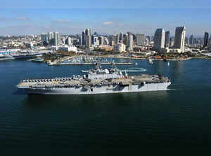 US Navy handout photo of the USS Makin Island passing by San Diego