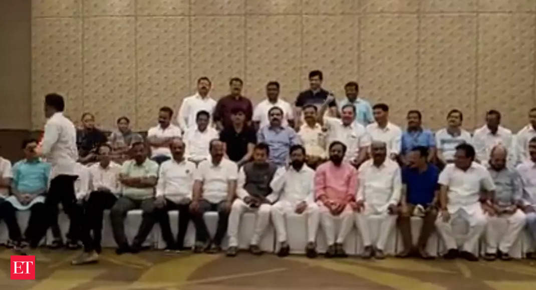 MVA crisis: Eknath Shinde's show of strength, releases  video of all rebel MLAs sitting together