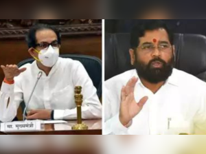 Uddhav Thackeray (L), Eknath Shinde