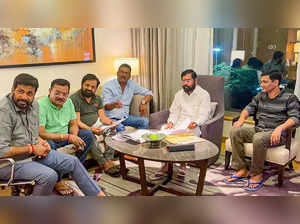Guwahati_ Rebel Shiv Sena leader Eknath Shinde with other MLAs at a hotel in Guw...(1)