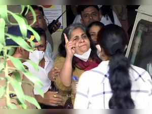 Mumbai, June 25 (ANI): Activist Teesta Setalvad being taken to Santacruz police ...