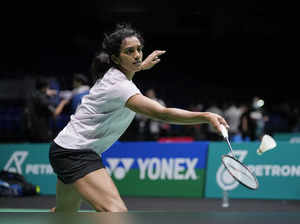 Pusarla V. Sindhu of India attends a practice session at Axiata Arena ahead of t...