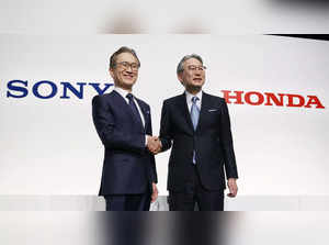 Tokyo: Sony Group Corp.'s Chief Executive Kenichiro Yoshida, left, and Honda Mot...