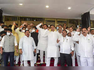 Mumbai: Maha Vikas Aghadi leaders protest against Maharashtra Governor Bhagatsin...