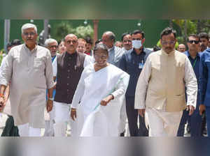 New Delhi_ NDA's Presidential candidate Droupadi Murmu arrives at Parliament Hou