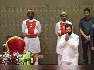 Mumbai: Shiv Sena leader Eknath Shinde during his oath-taking ceremony as Mahara...