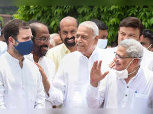 New Delhi_ Opposition candidate Yashwant Sinha with Congress leader Rahul Gandhi....