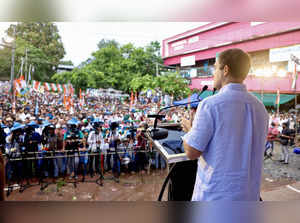 Wayanad, July 02 (ANI): Congress leader Rahul Gandhi addressing during a program...