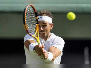 London: Spain's Rafael Nadal returns to Lithuania's Ricardas Berankis in a secon...