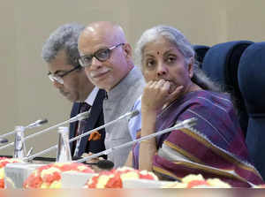New Delhi, July 01 (ANI): Union Finance Minister Nirmala Sitharaman with  Vivek ...