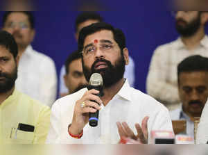 Mumbai: Maharashtra CM-designate and Shiv Sena leader Eknath Shinde addresses a ...