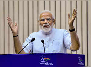 New Delhi: Prime Minister Narendra Modi addresses during the Udyami Bharat progr...