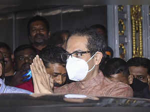 Mumbai: Former Maharashtra CM and Shiv Sena chief Uddhav Thackeray leaves after ...