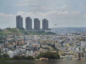 Bengaluru: View of Bengaluru urban area from the ISKCON Rajadhiraja Govinda temp...