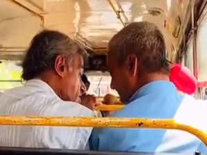 Two men fight for more share of bus seat, hilarious video goes viral